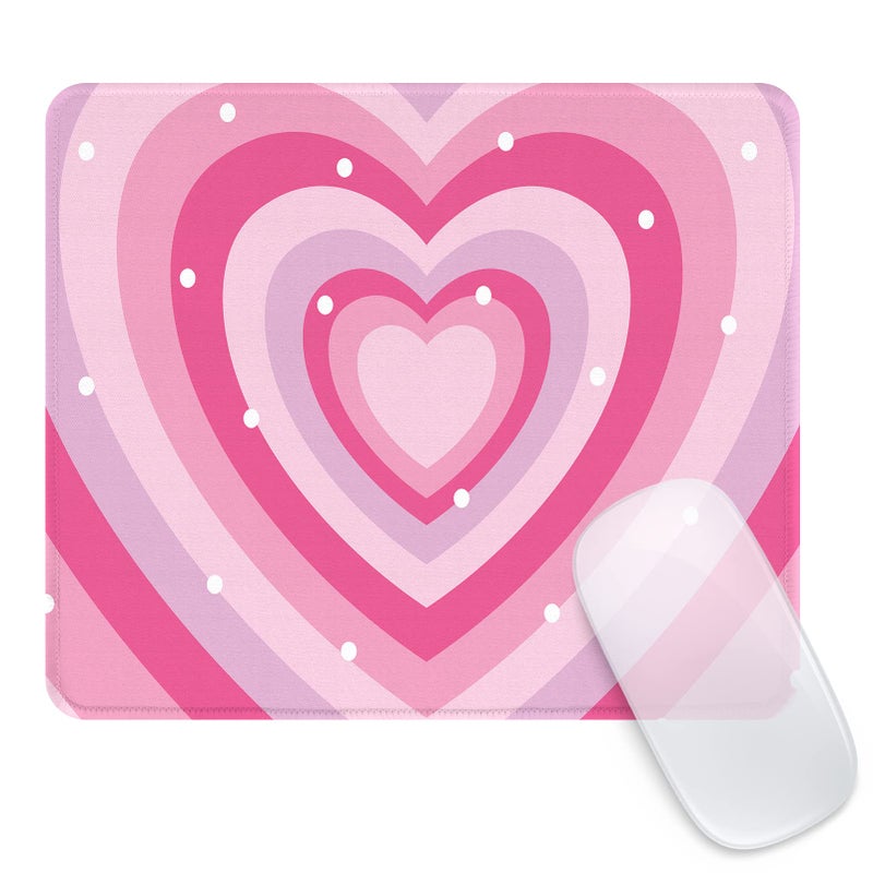 Seorsok Pink Heart Mouse Pad Mouse Mat Square Waterproof Mouse Pad Non-Slip Rubber Base Mouse Pads for Office Laptop 9.5""x7.8""x0.12"" Inch - Image 1